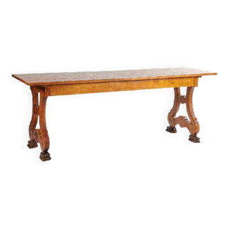 Solid oak farm table with lion's paws - Art Deco period circa 1930