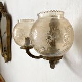 Double retro wall light with etched glass