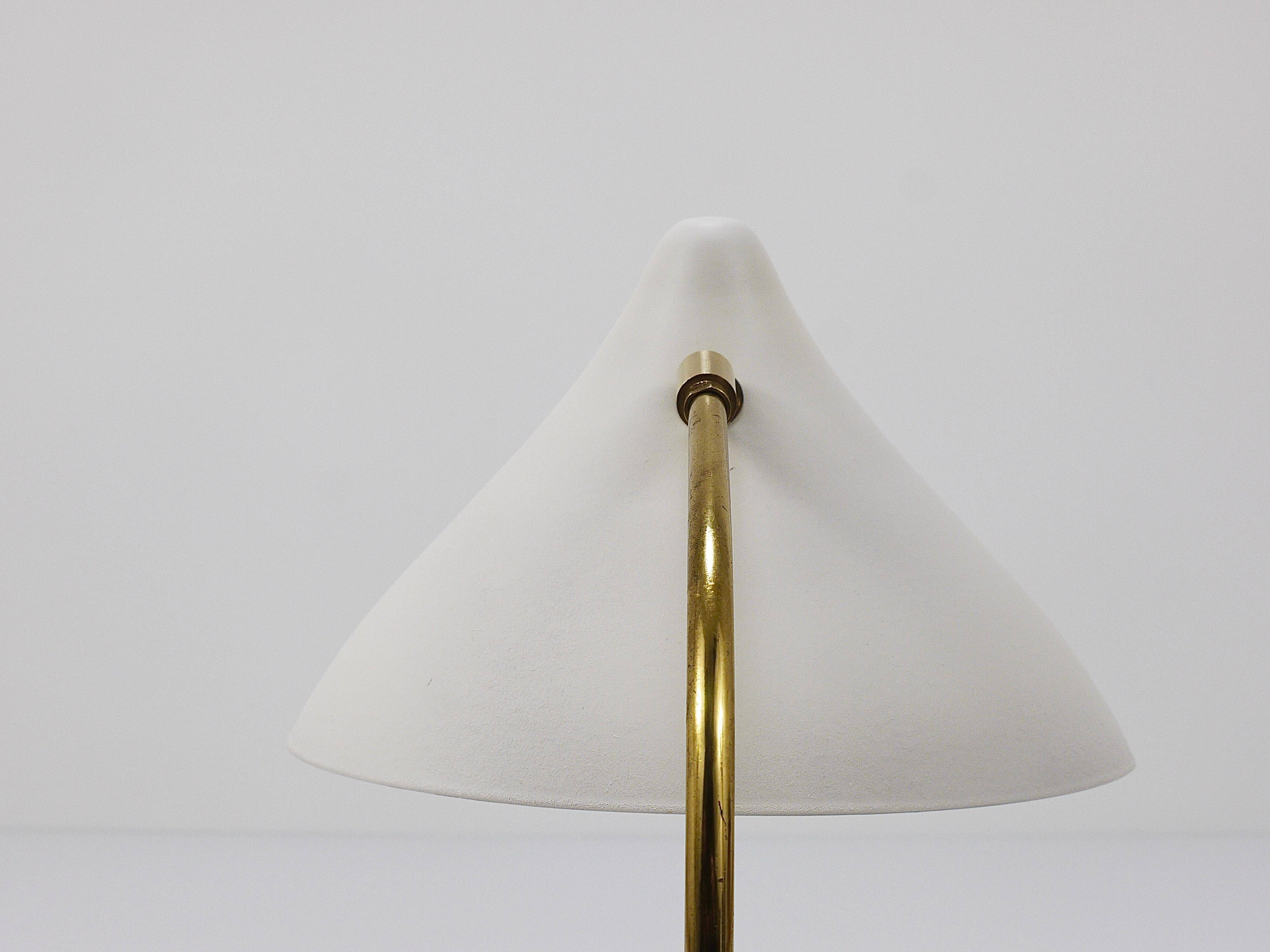 White brass desk or table lamp in the Louis Kalff style from the 1950s.