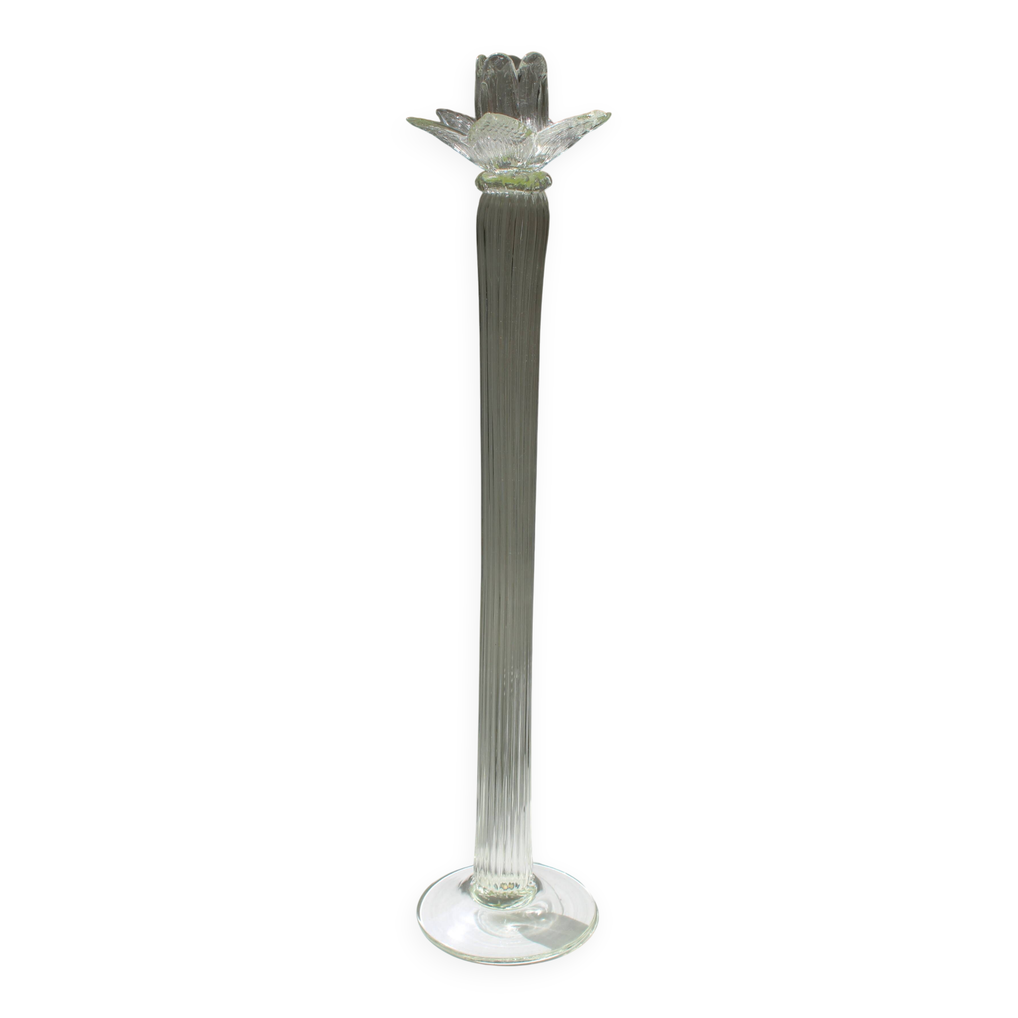 Large antique transparent Murano candlestick