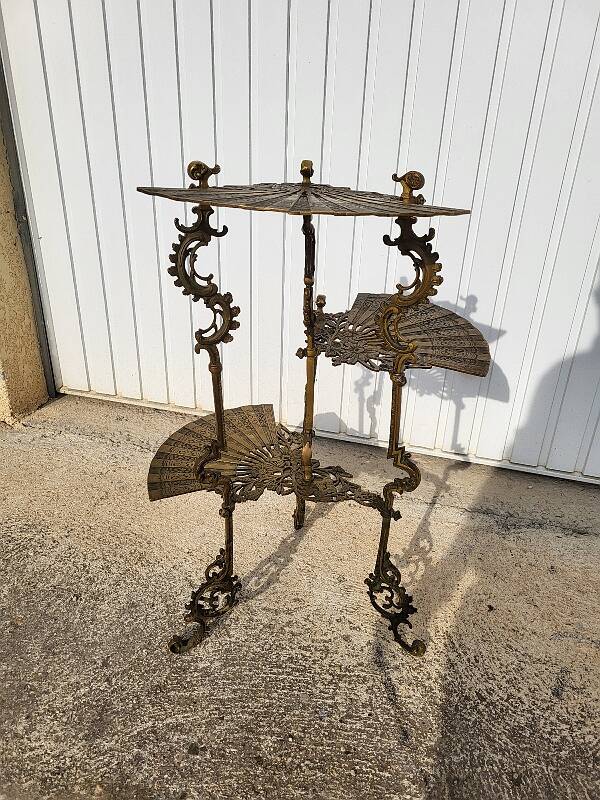 3-tier bronze napoleon iii pedestal table plant holder from the 19th century