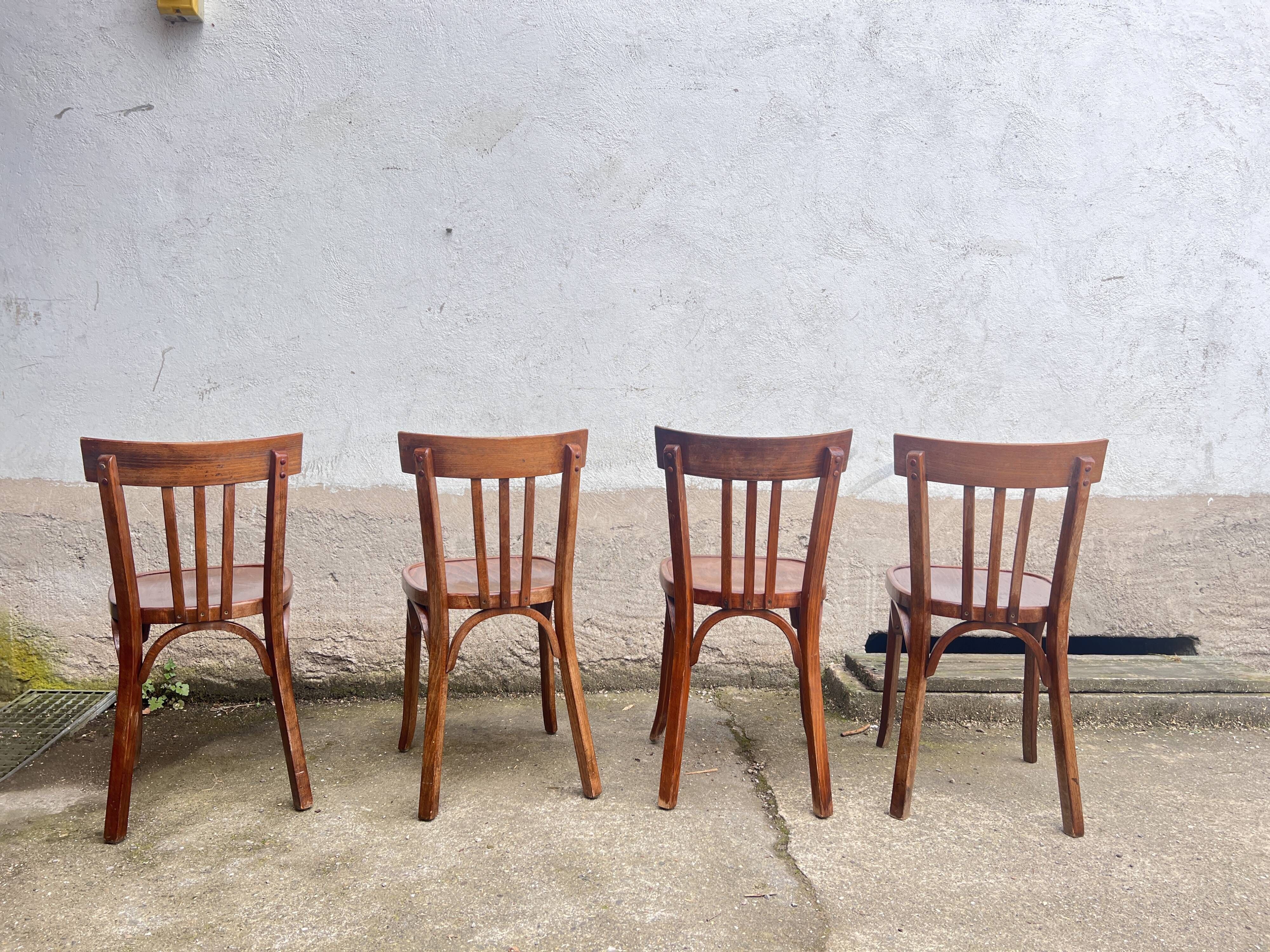 Lot 4 baumann chairs - bistro bar brasserie bohème vintage 1950 old