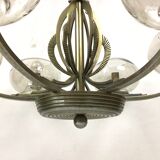 Art Deco chandelier in metal and tinted glass