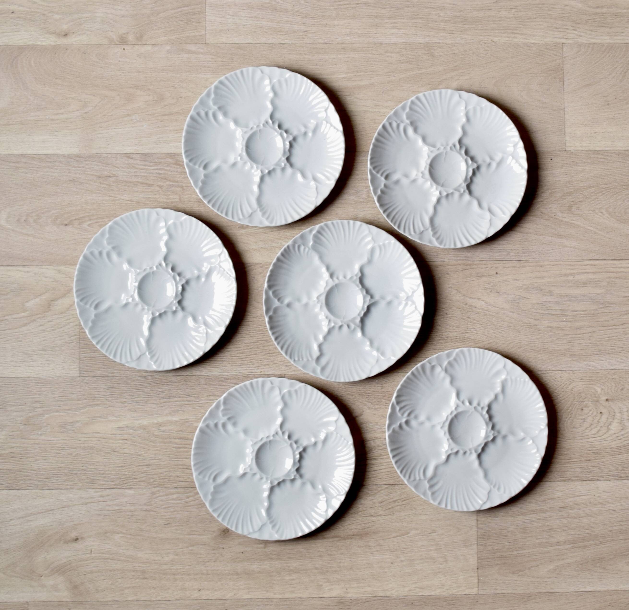 Set of 6 vintage Bareuther Bavaria porcelain oyster plates