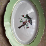 Old oval dish in Badonviller earthenware, decorated with Les Oiseaux.