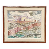Original Swedish Oil on Canvas – "Landscape with Buildings" by Gösta Nordblad – Signed – Vintage and Framed