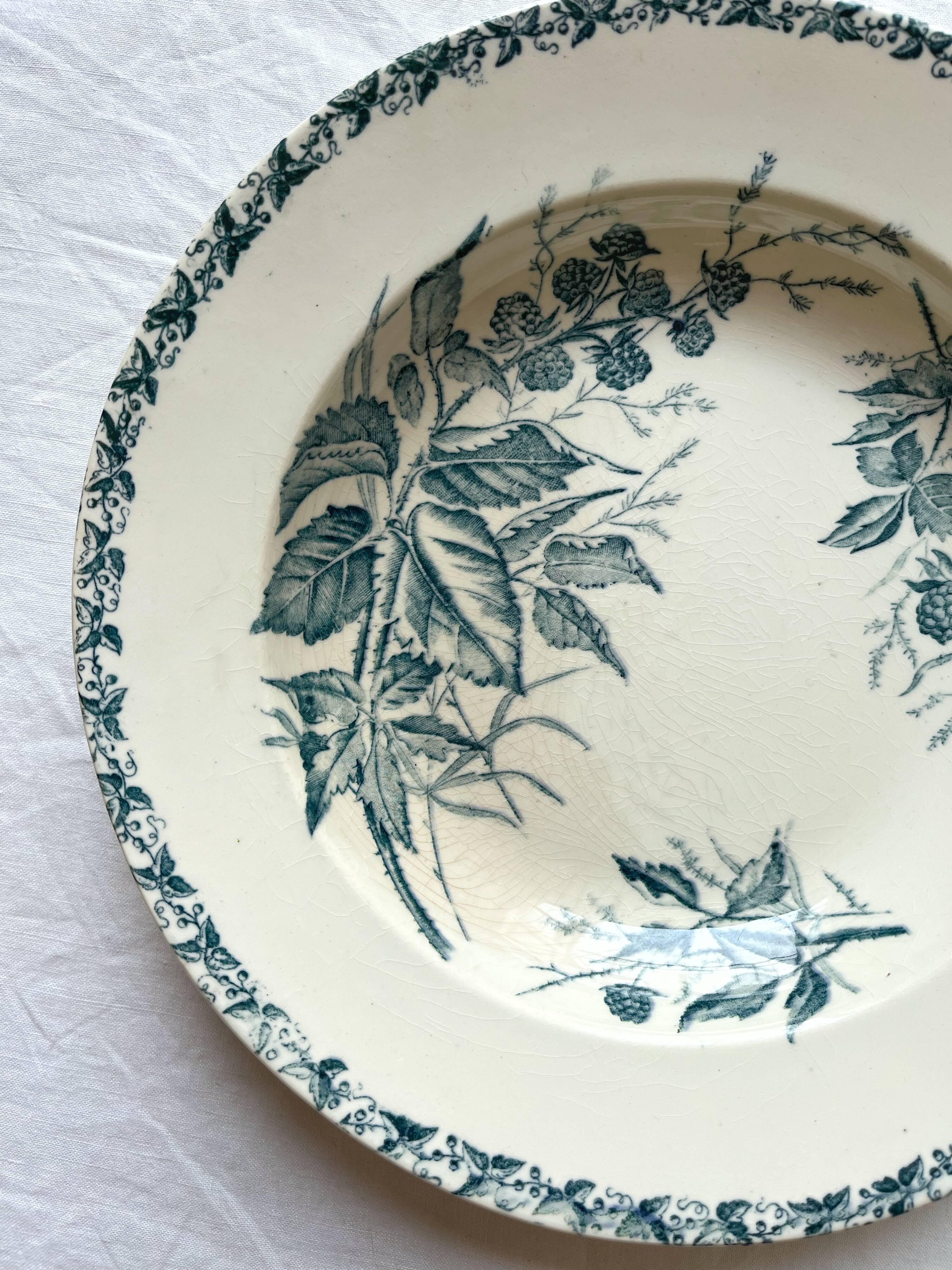 6 hollow plates in blackberry iron earth, Badonviller circa 1900