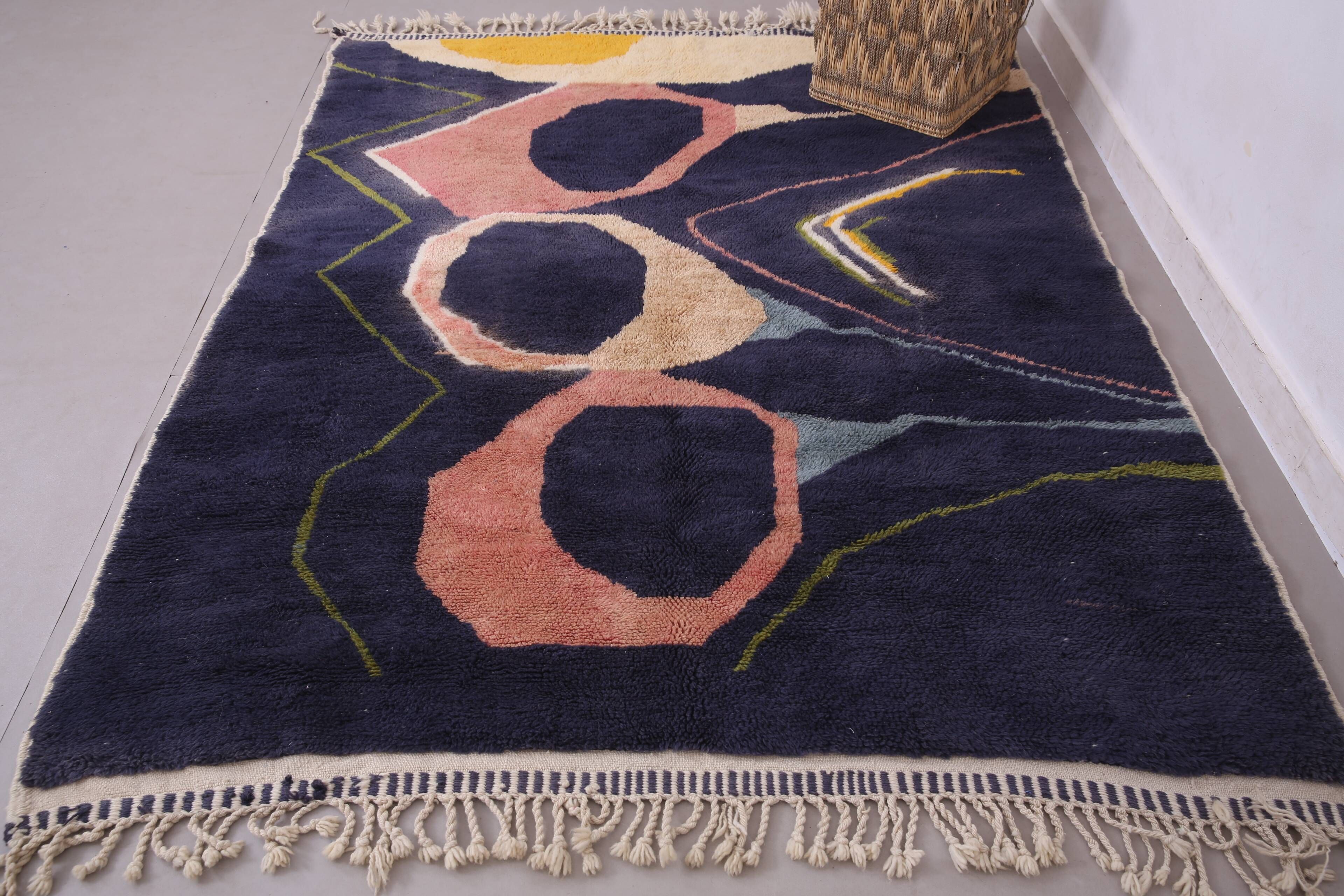 Vintage Abstract Beni Merirt Rug 180 x 225 cm, Beni Ourain Rug, Boho Rug