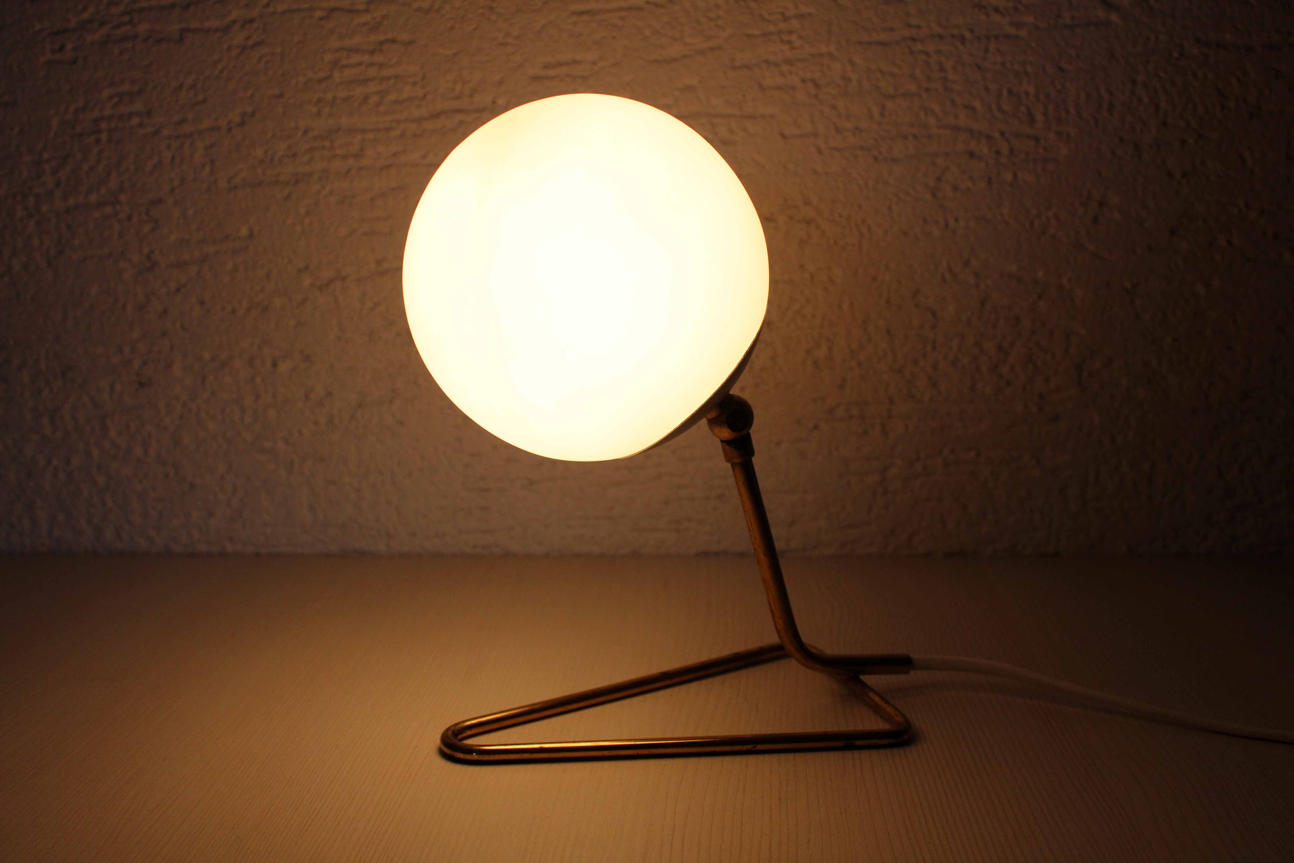 Table or hanging lamp in brass and opal glass 1970