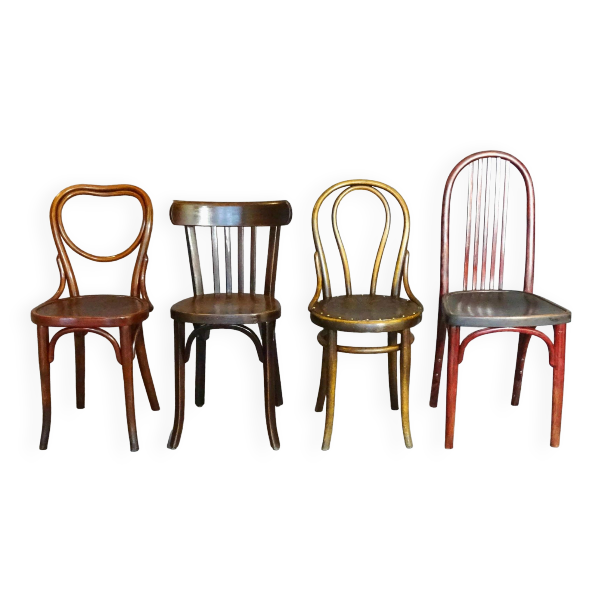 lot de 4 chaises bistrot Thonet Baumann -1910-1950-