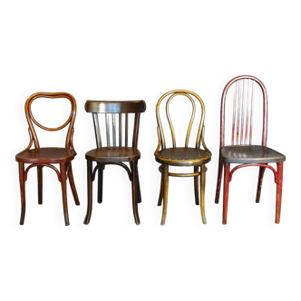 lot de 4 chaises bistrot Thonet Baumann -1910-1950-