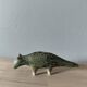 Sculpture figurine animal stoneware enameled stamped handmade