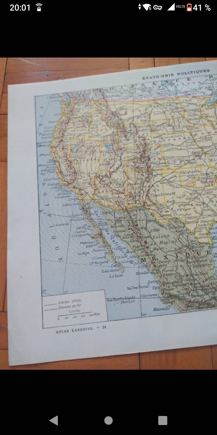 Old political map of the United States and Mexico by Larousse.