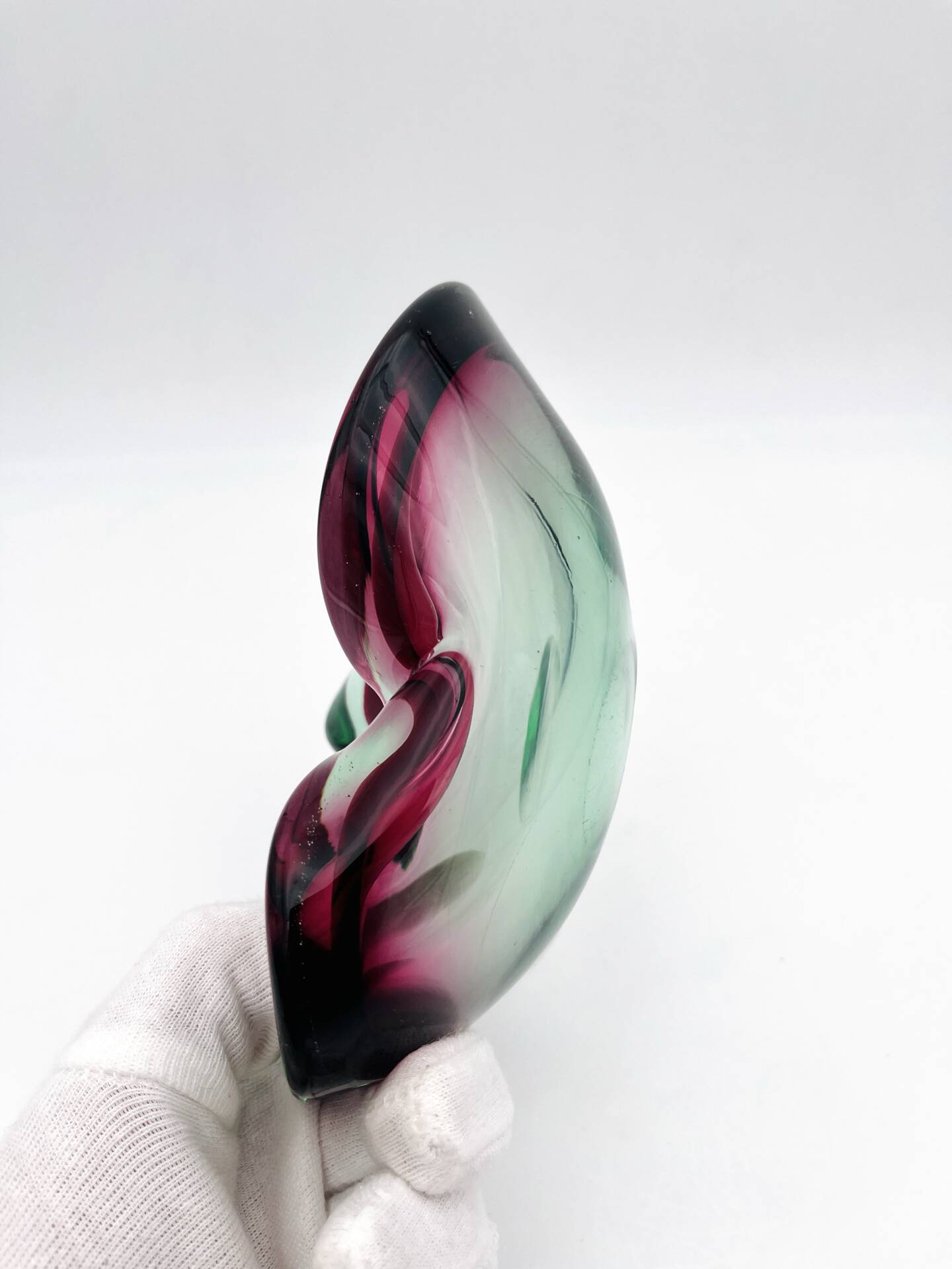 Flavio Poli Seguso Sommerso Green Magenta Ashtray 17.5cm 962g