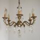 French Mid Century Bronze 6 Light Chandelier With Crystal Droplets 5491