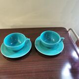Duo petit déjeuner vintage céramique verte