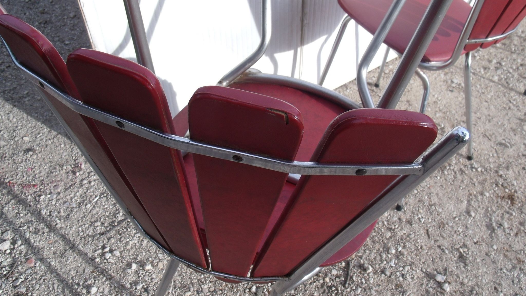Set of 5 chairs the lag Soudexvinyl 1970 in leatherette Burgundy