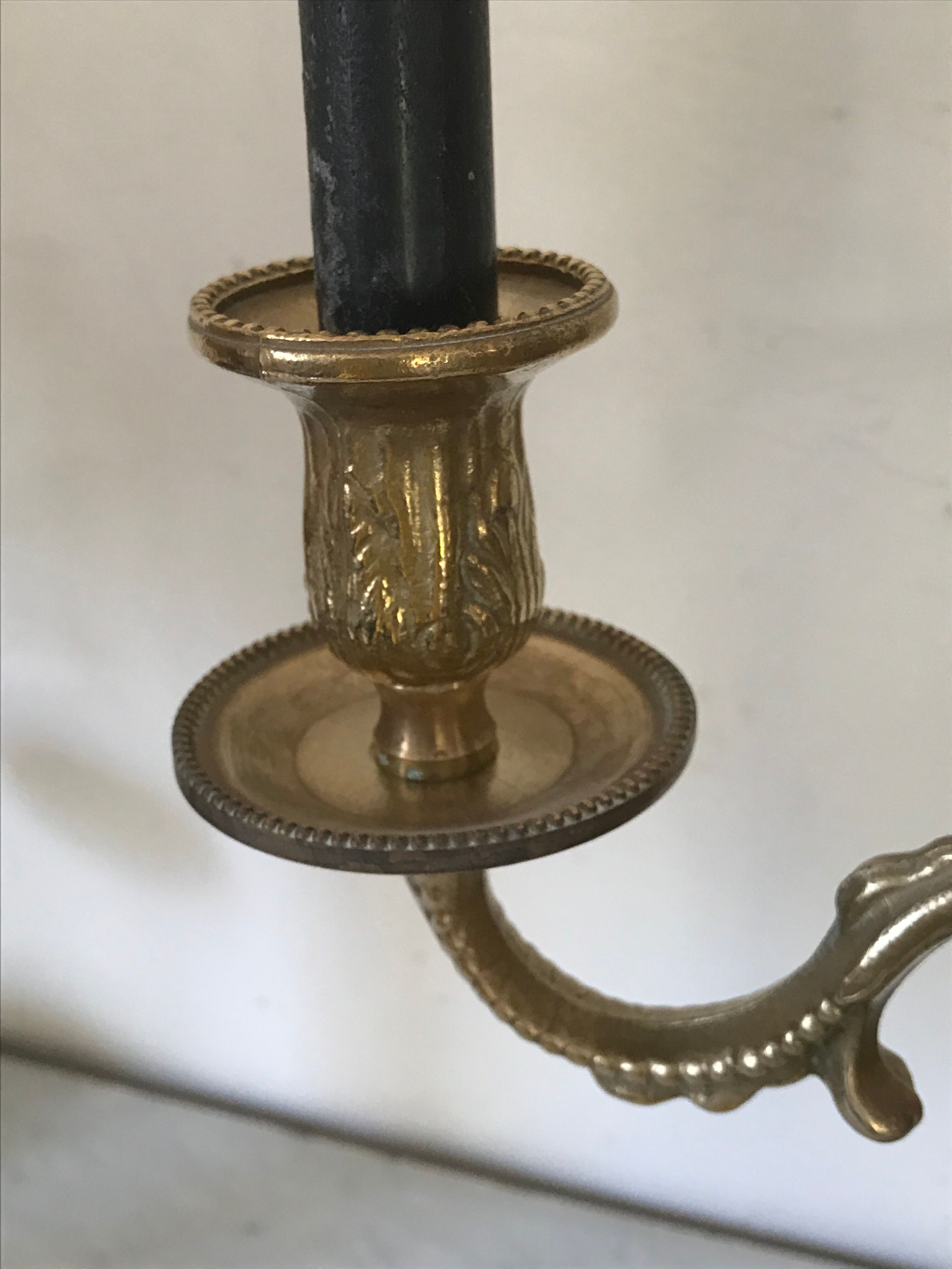 Pair of golden bronze candlesticks
