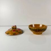 Sugar bowl barbotine Sarreguemines "cherry", 1970