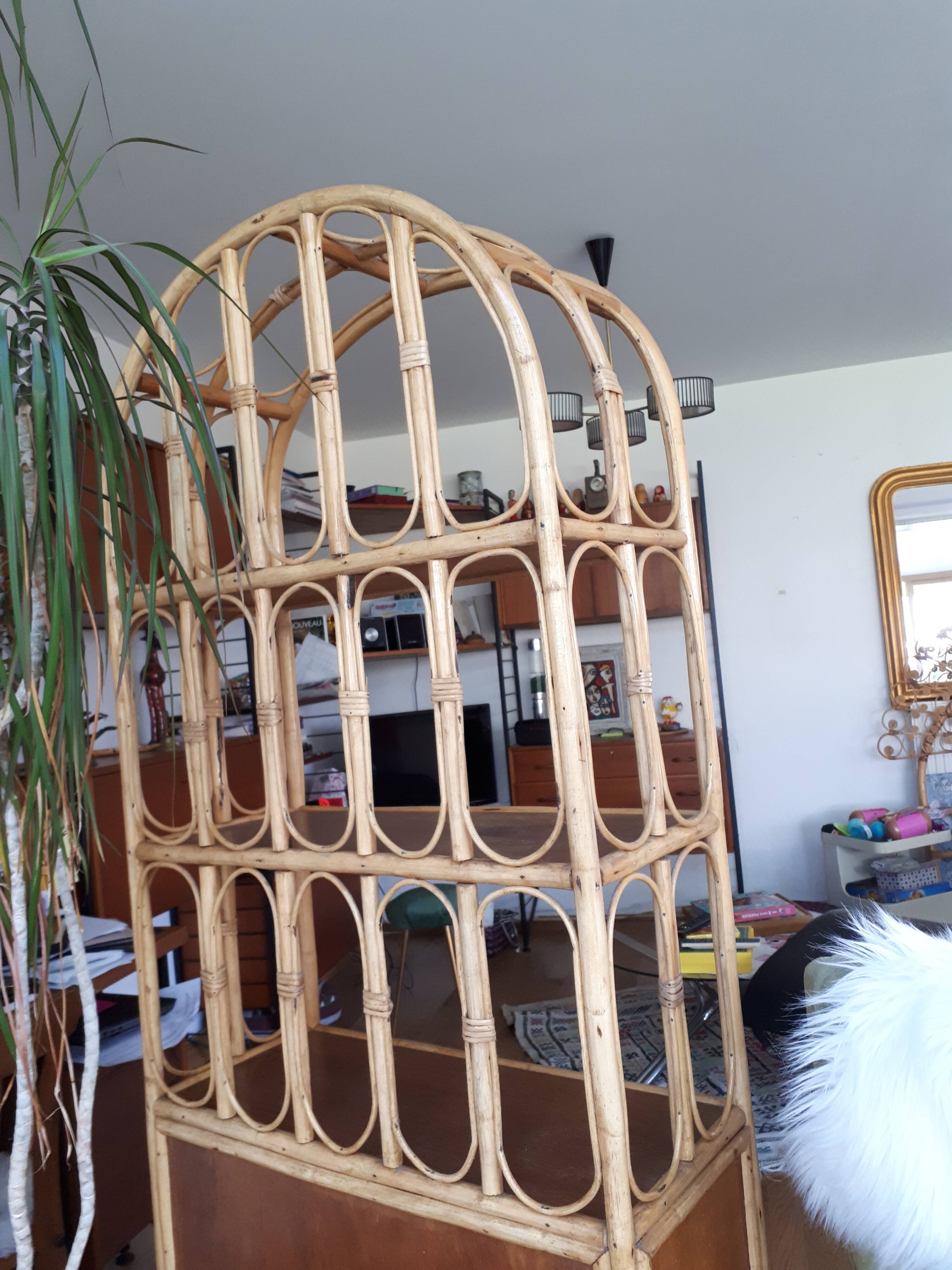 Furniture shelves rattan 60s