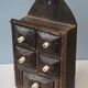 Primitive Wood Carved Kitchen Apothecary Spices Cabinet