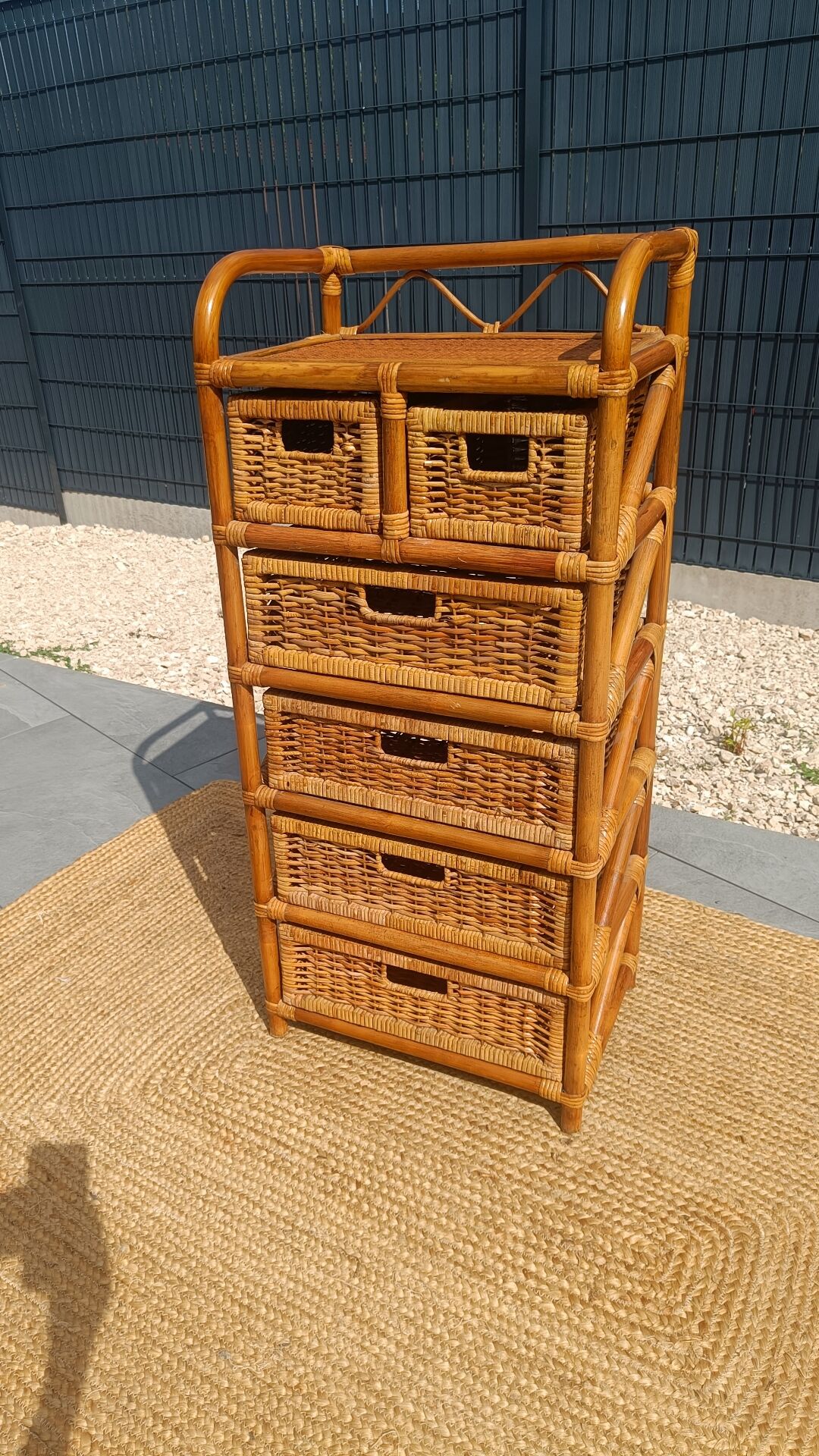 Chiffonnier commode en rotin