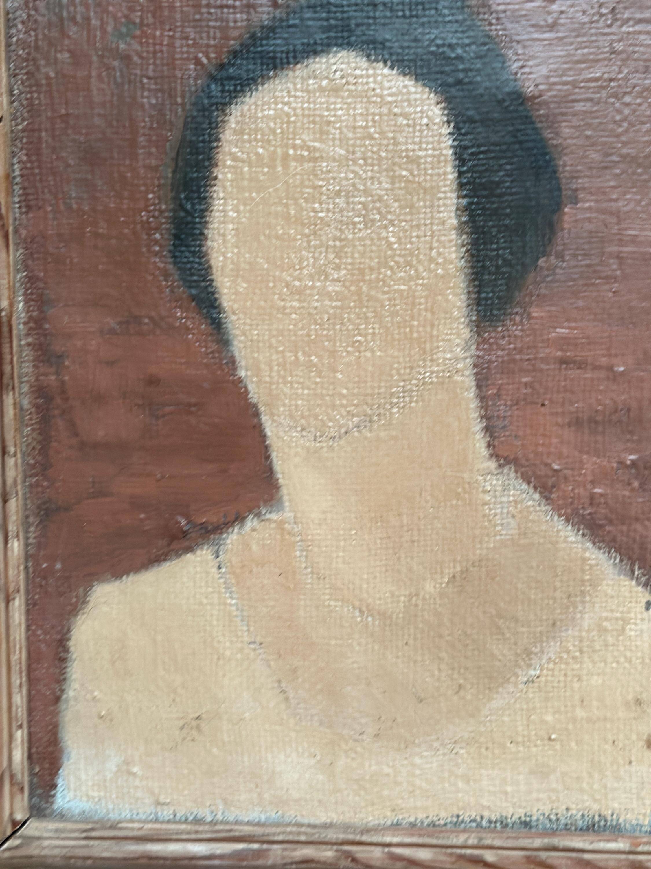 Original Swedish Oil On Canvas – “Portrait” By Fred – Dated 51