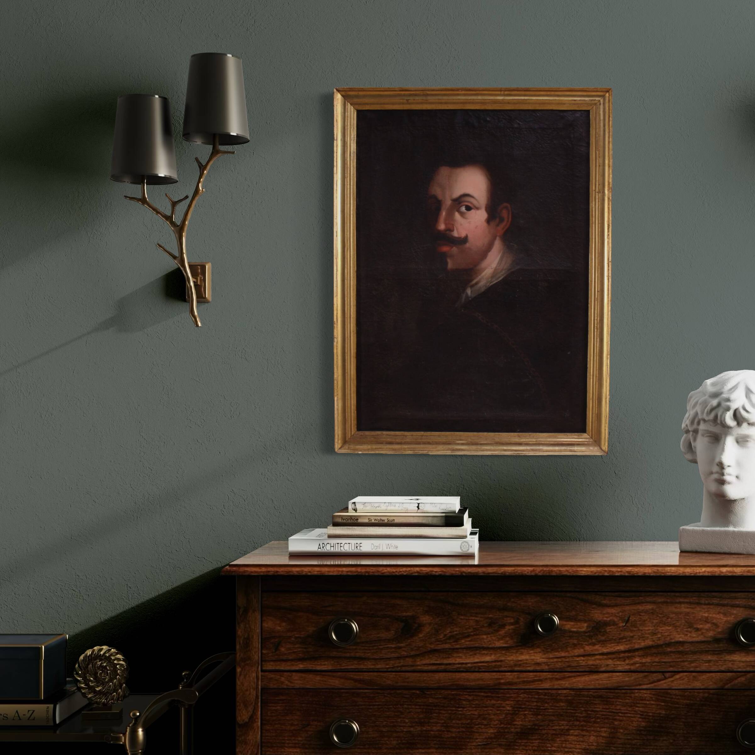 Antique Spanish painting portrait of a gentleman from the 18th century