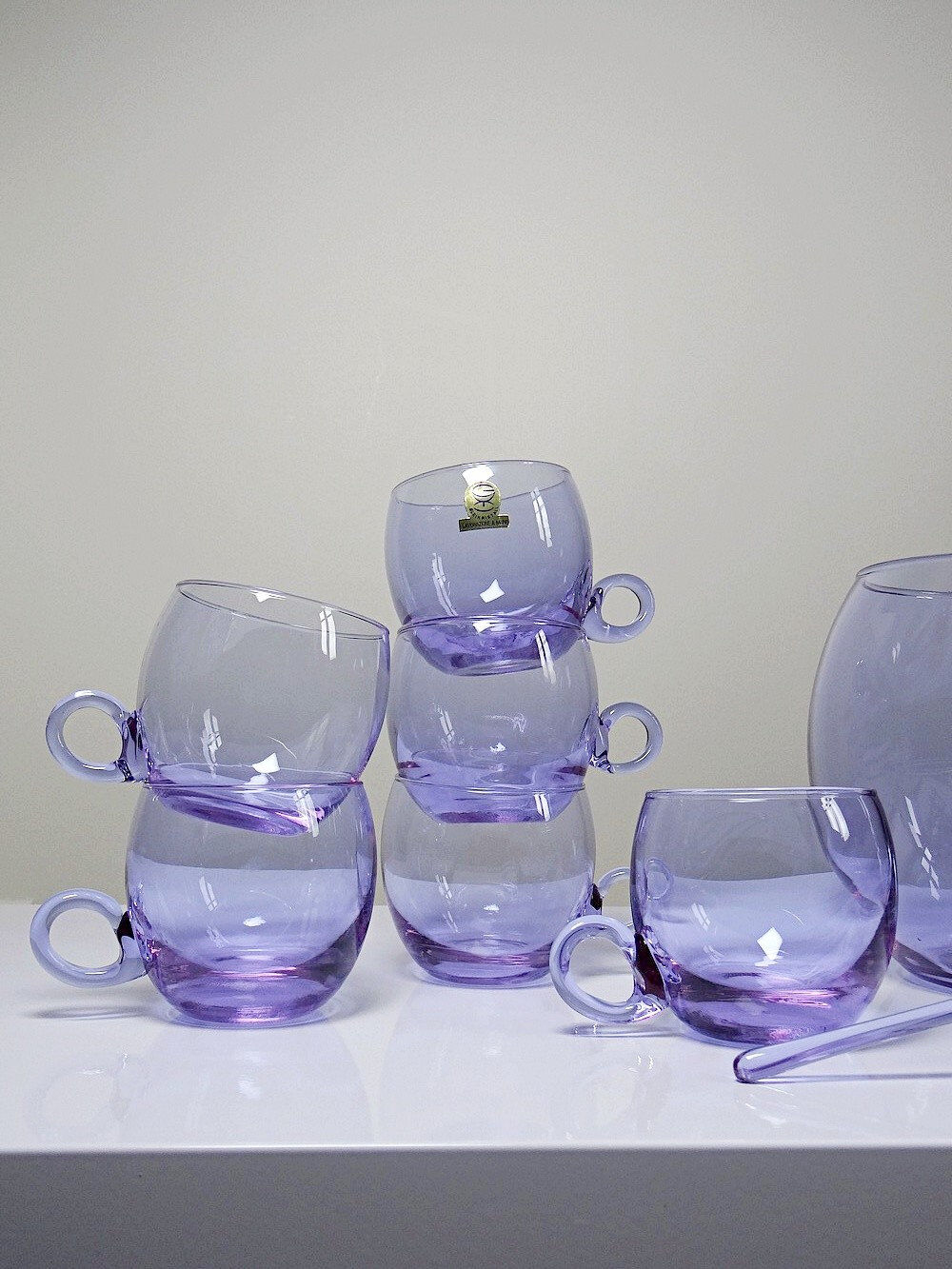 Service à sangria/punch vintage années 70 cristal Alexandrite "Bleikristall"