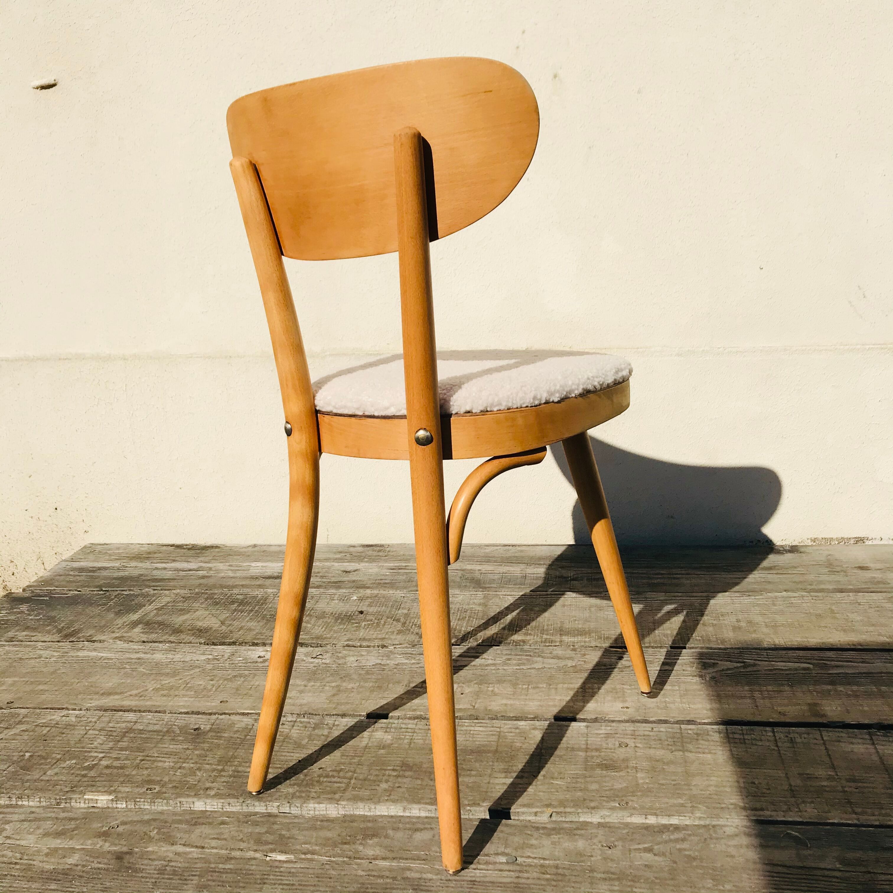 4 vintage 1960 Baumann chairs in blond beech