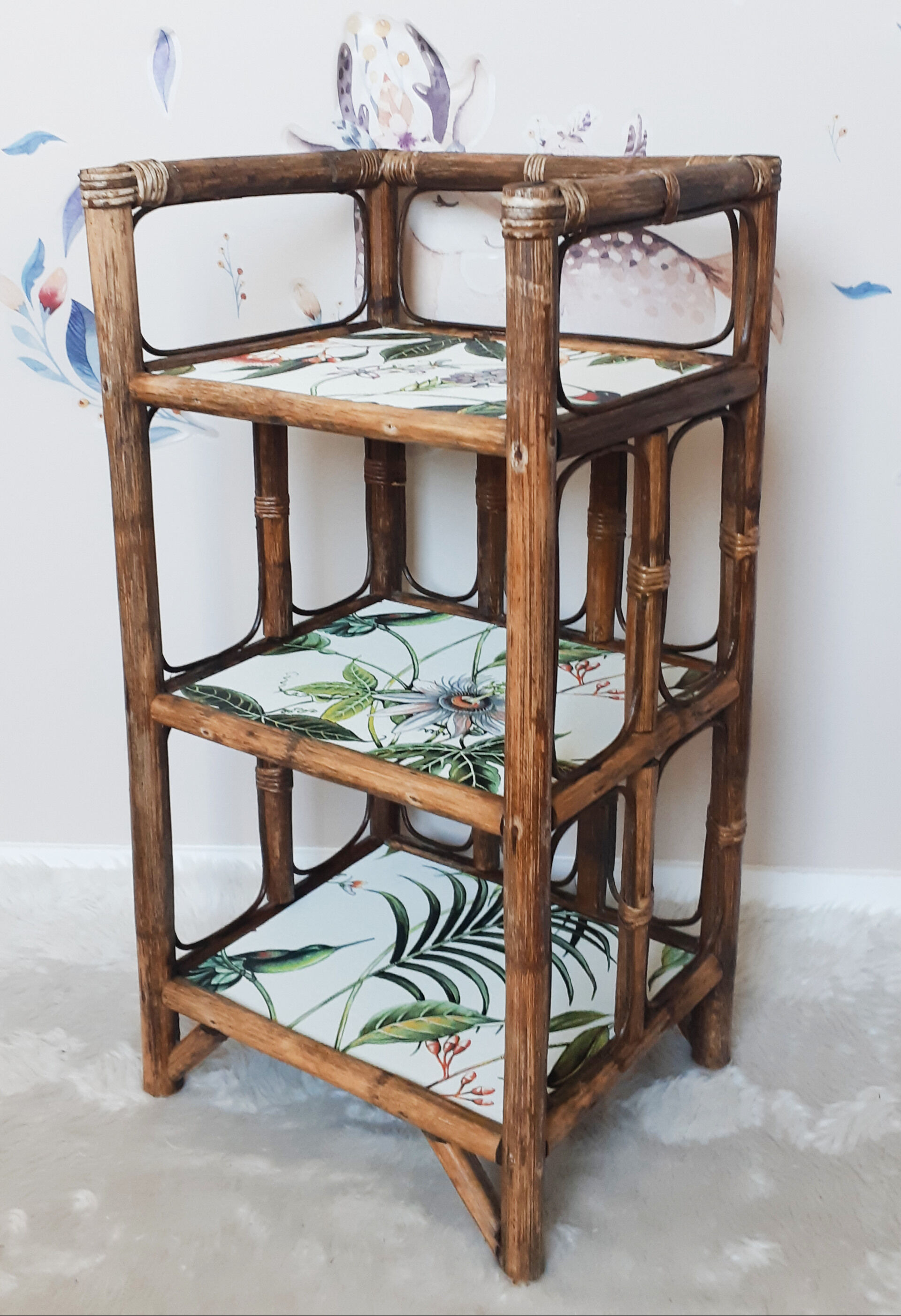Restyled rattan shelf