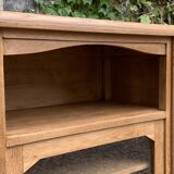 Armoire parisienne vitrée Art Déco asymétrique en chêne brut, 1930