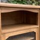 Asymmetrical Art Deco glass-fronted Parisian wardrobe in raw oak, 1930.