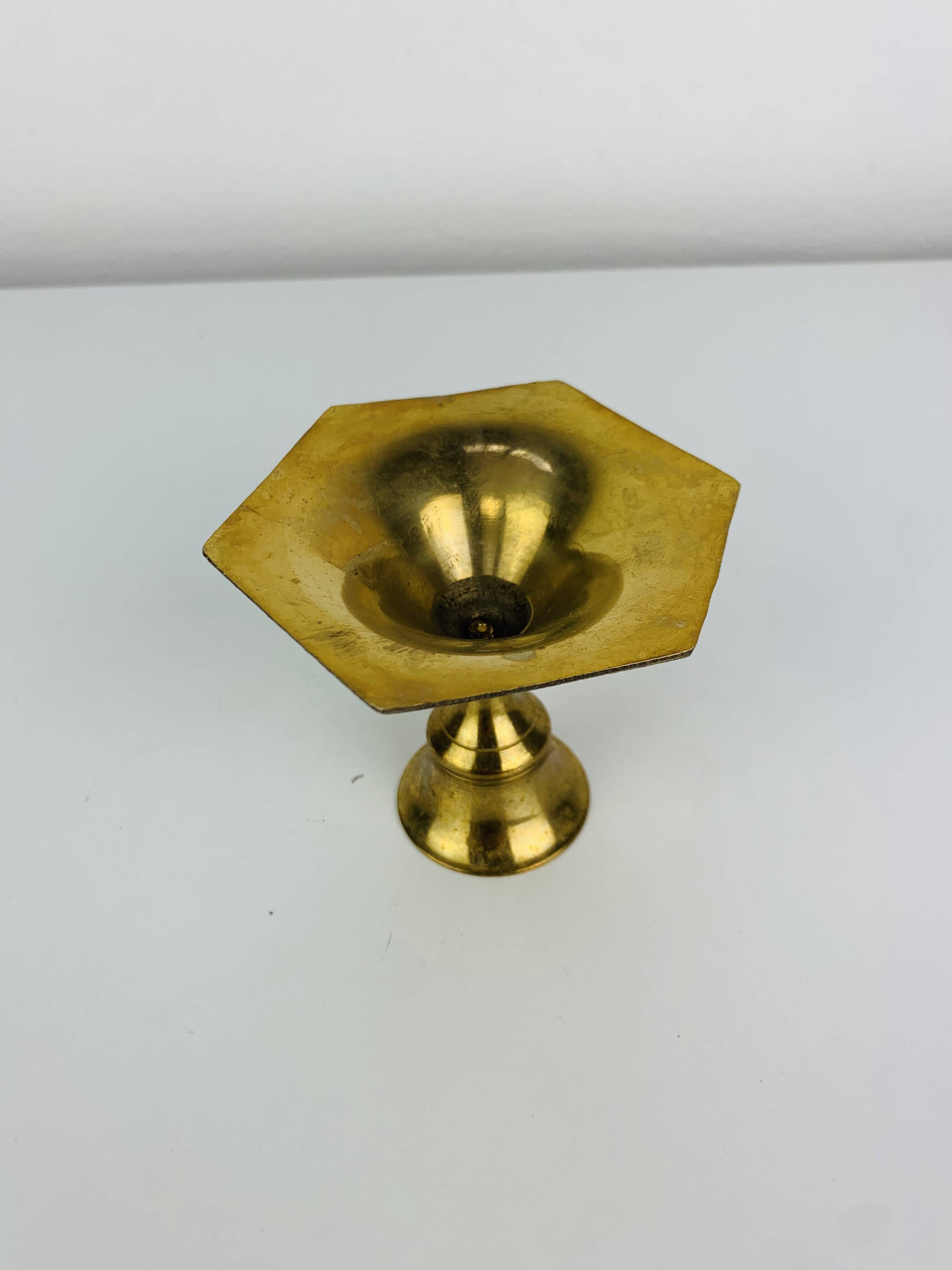 Bougeoir laiton doré octogonal, vintage