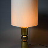 Italian Late 1960s Brass Table Lamp with Ivory Colored Shade
