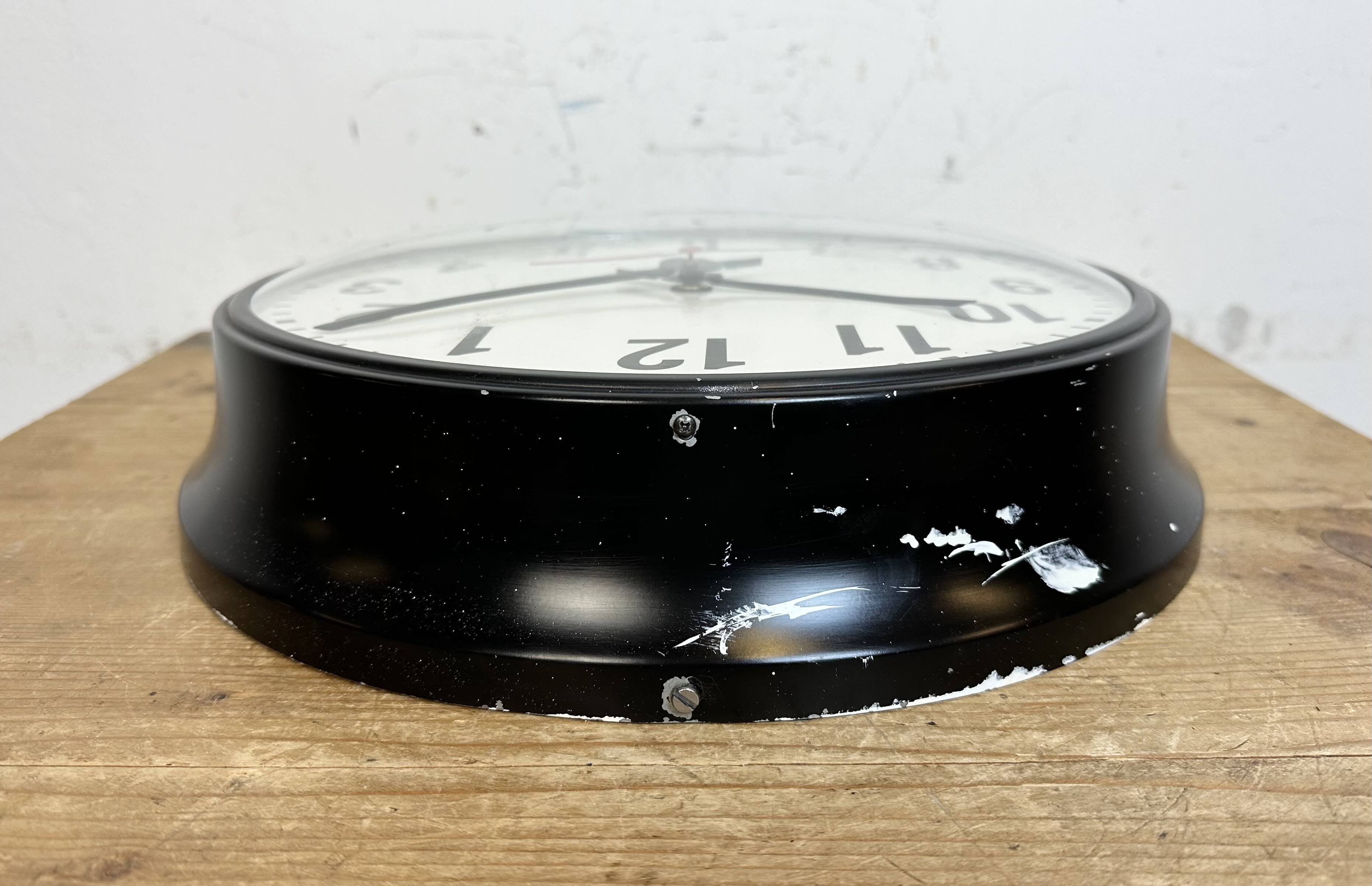 Vintage Black School Wall Clock from Lathem, 1980s