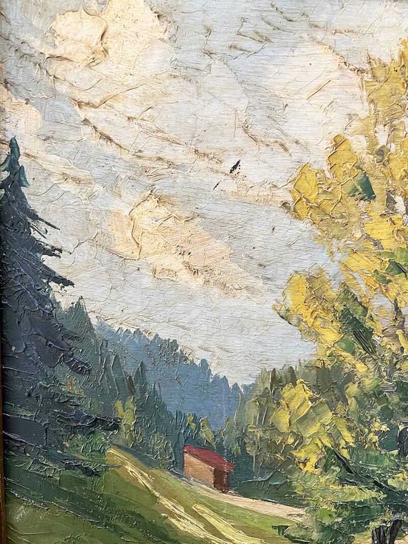 Painting "The Tree in the Valley", oil on panel, signed, 1936