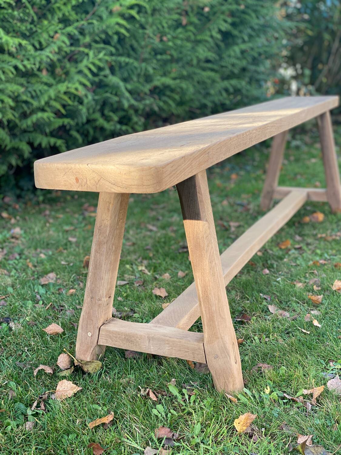 Solid oak farmhouse bench