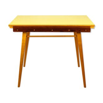 Table pliable jaune en formica des années 1960