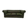 Canapé chesterfield cuir vert trois places