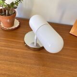 Applique murale verre blanc tubulaire et inox années 80