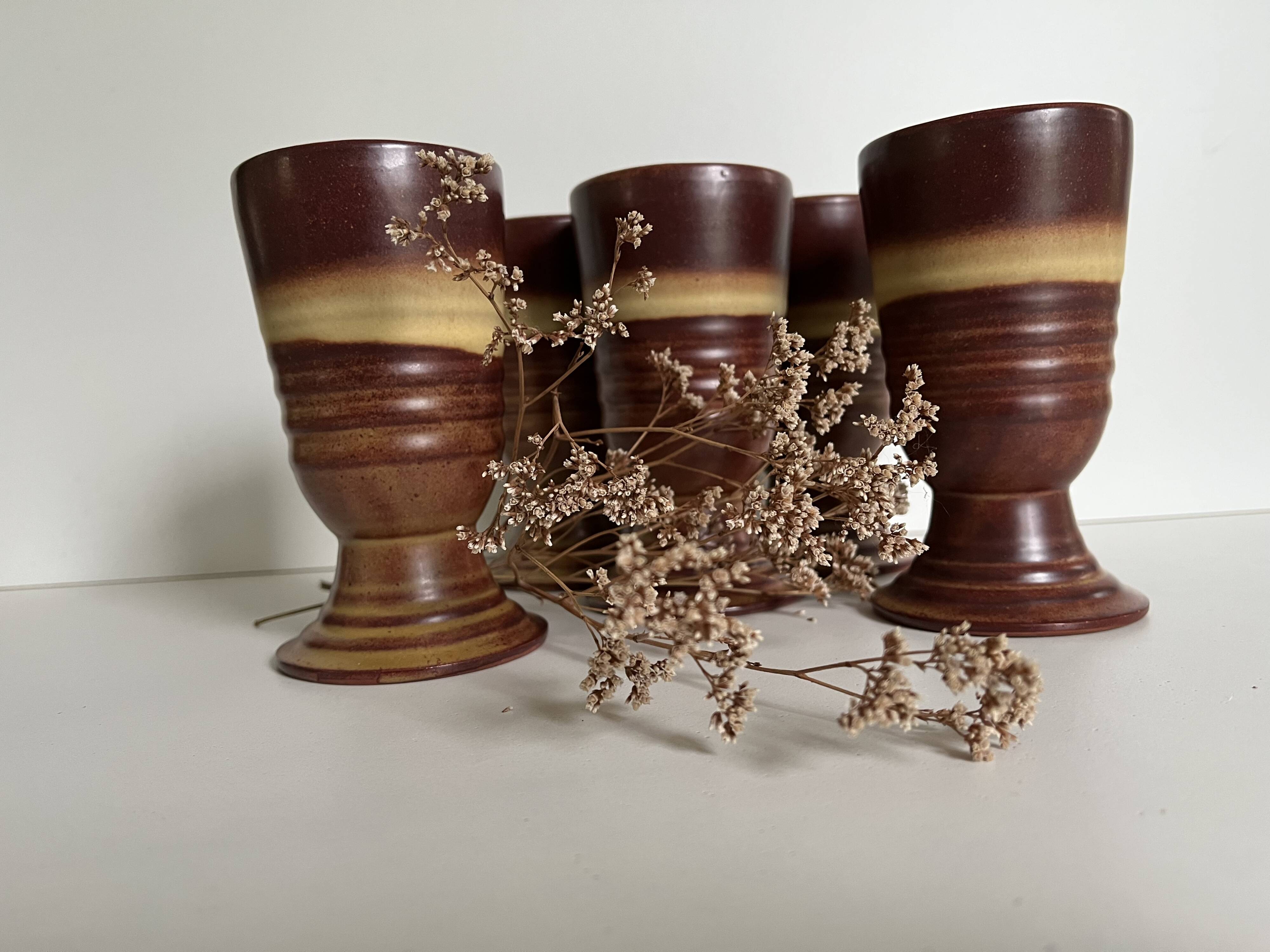 Set of 5 stoneware mazagrans.