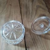 Sucrier en verre moulé ancien vintage dp0421004
