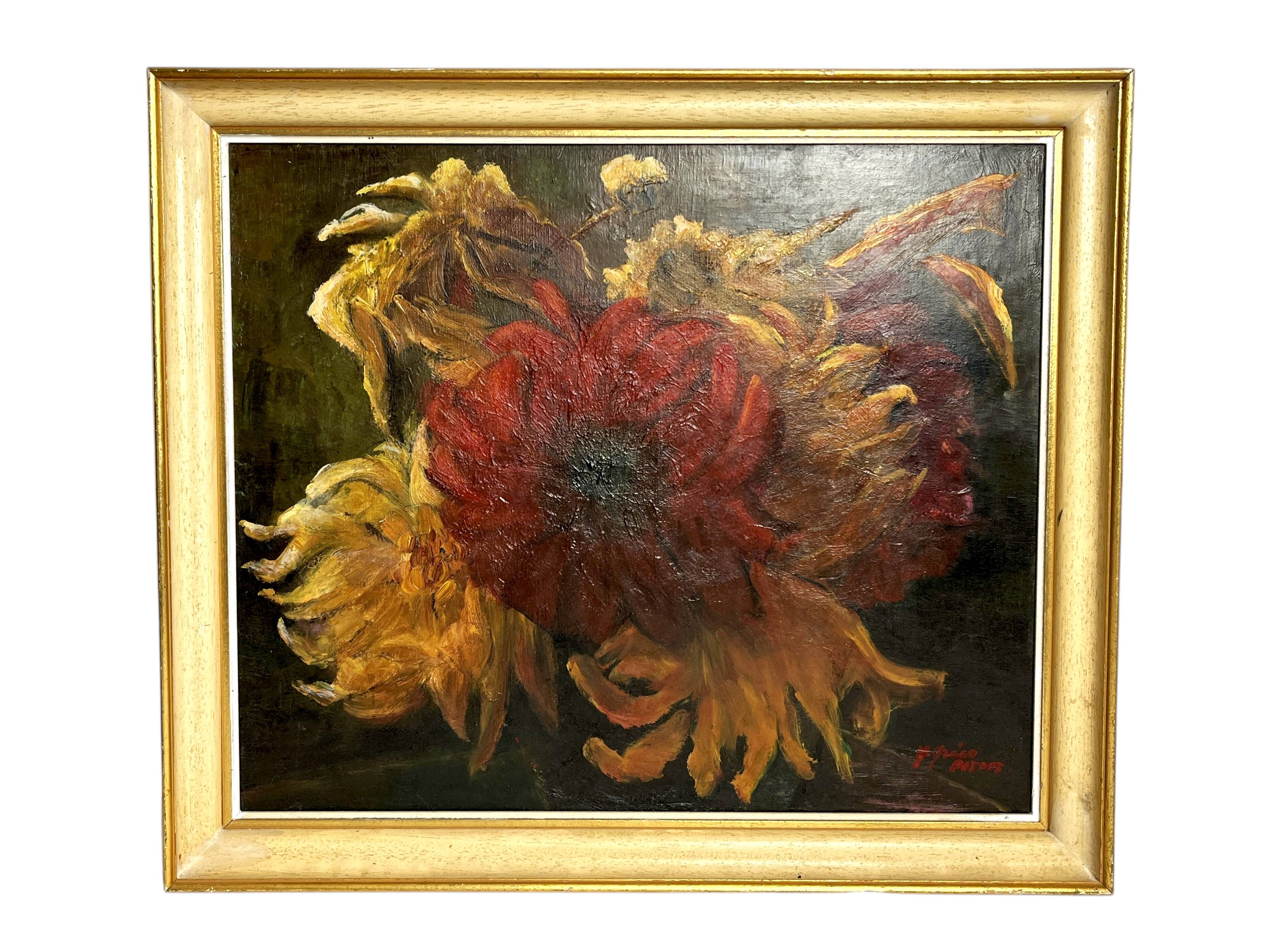 Greco, oil on canvas still life signed 20th century