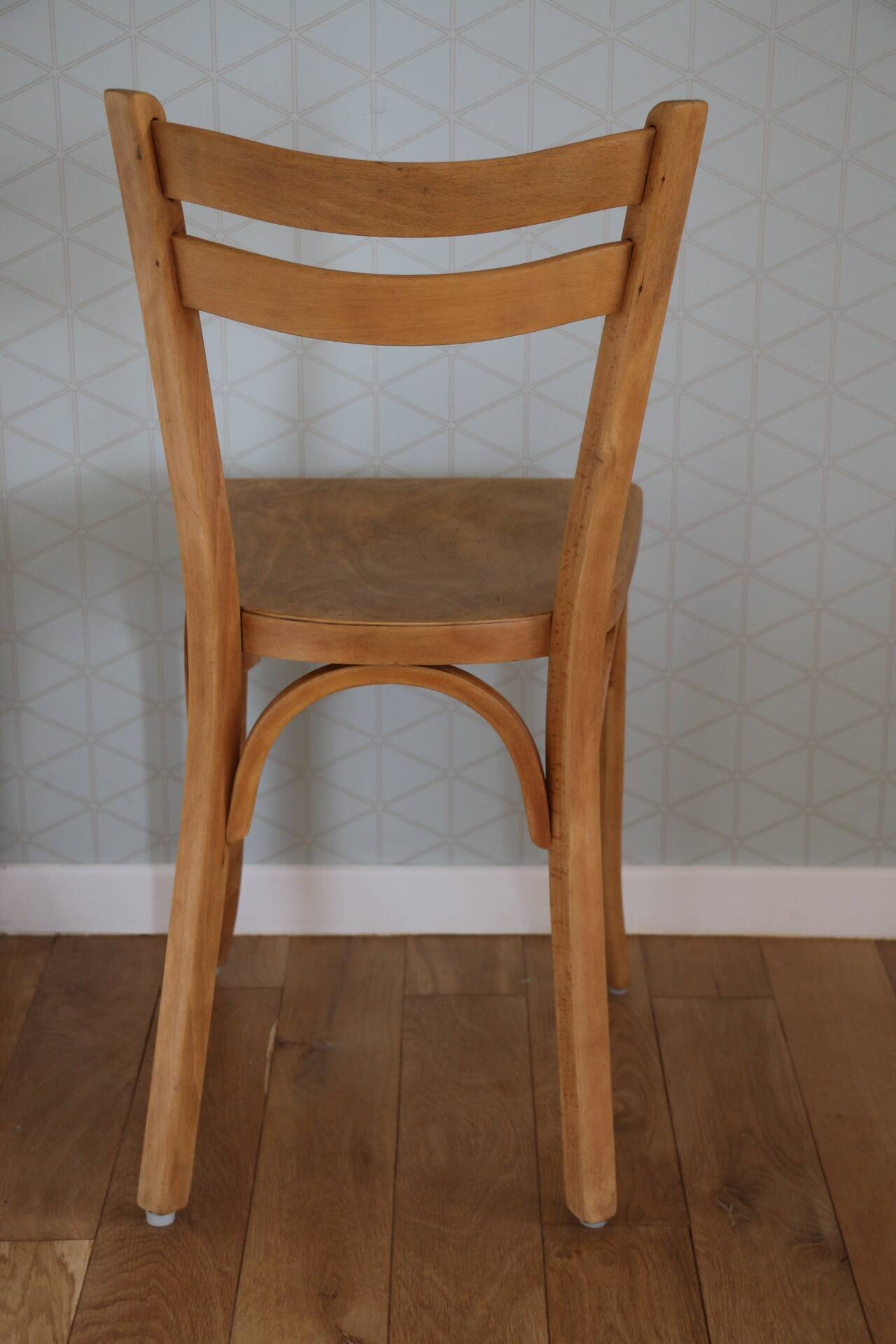 Set of 8 classic Baumann chairs 1950 light beech
