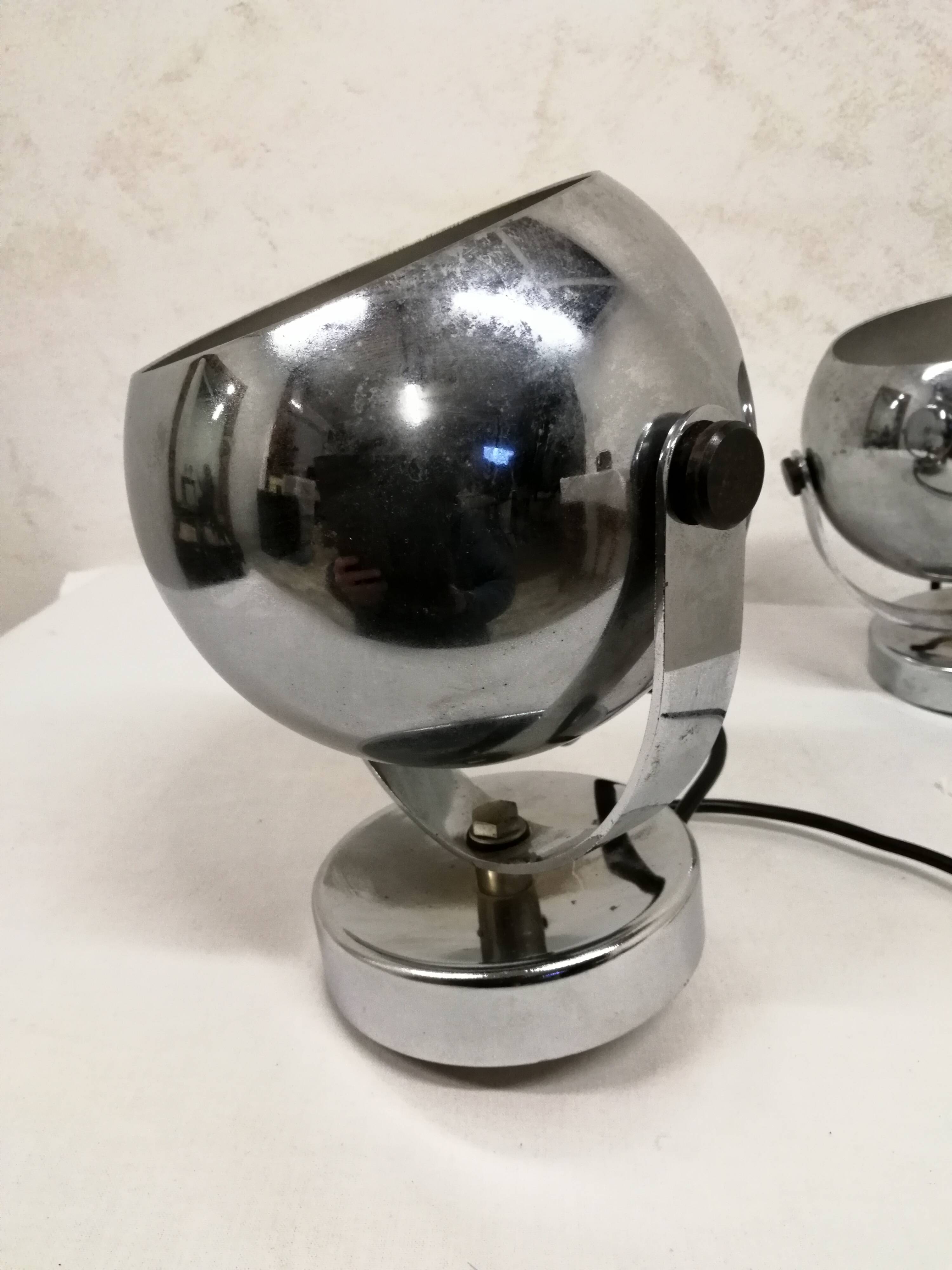 Pair of vintage chrome spotlights from the 70s