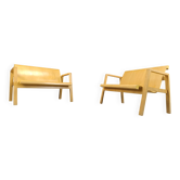 Mid-century plywood benches in the manner of Alvar Aalto, 1960 - set of 2