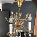 3-arm chandelier in brass and glass