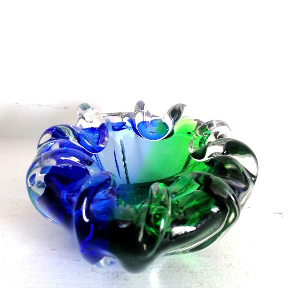 Cobalt blue Murano ashtray 1970