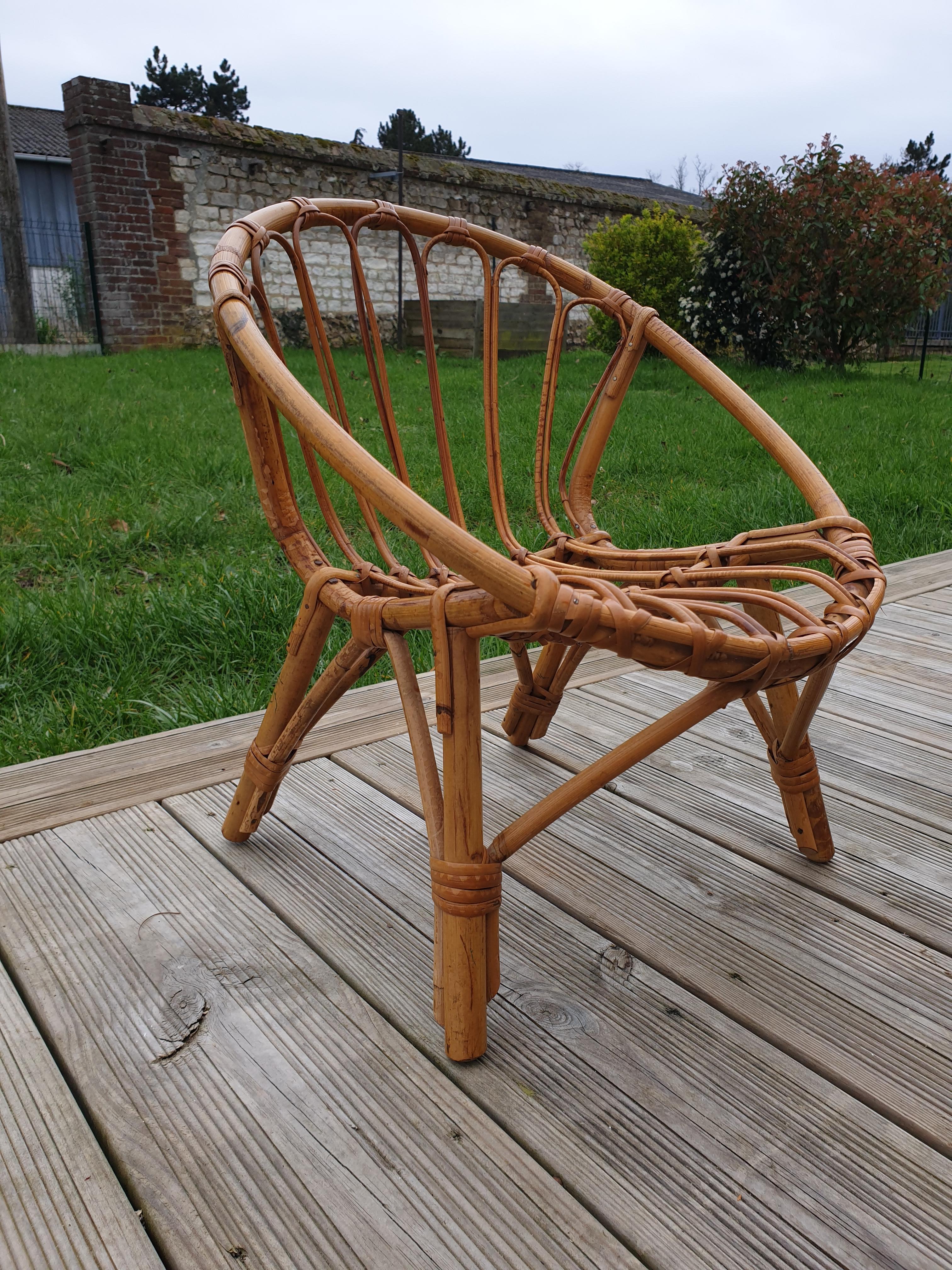 Rattan shell chair